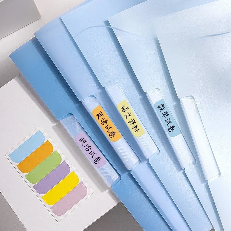 5PCS A4 Side Opening Gradient Folder A4 Pull Rod Data Test Paper File Folder Bag Desk Organizer Office Students Storage Supplies